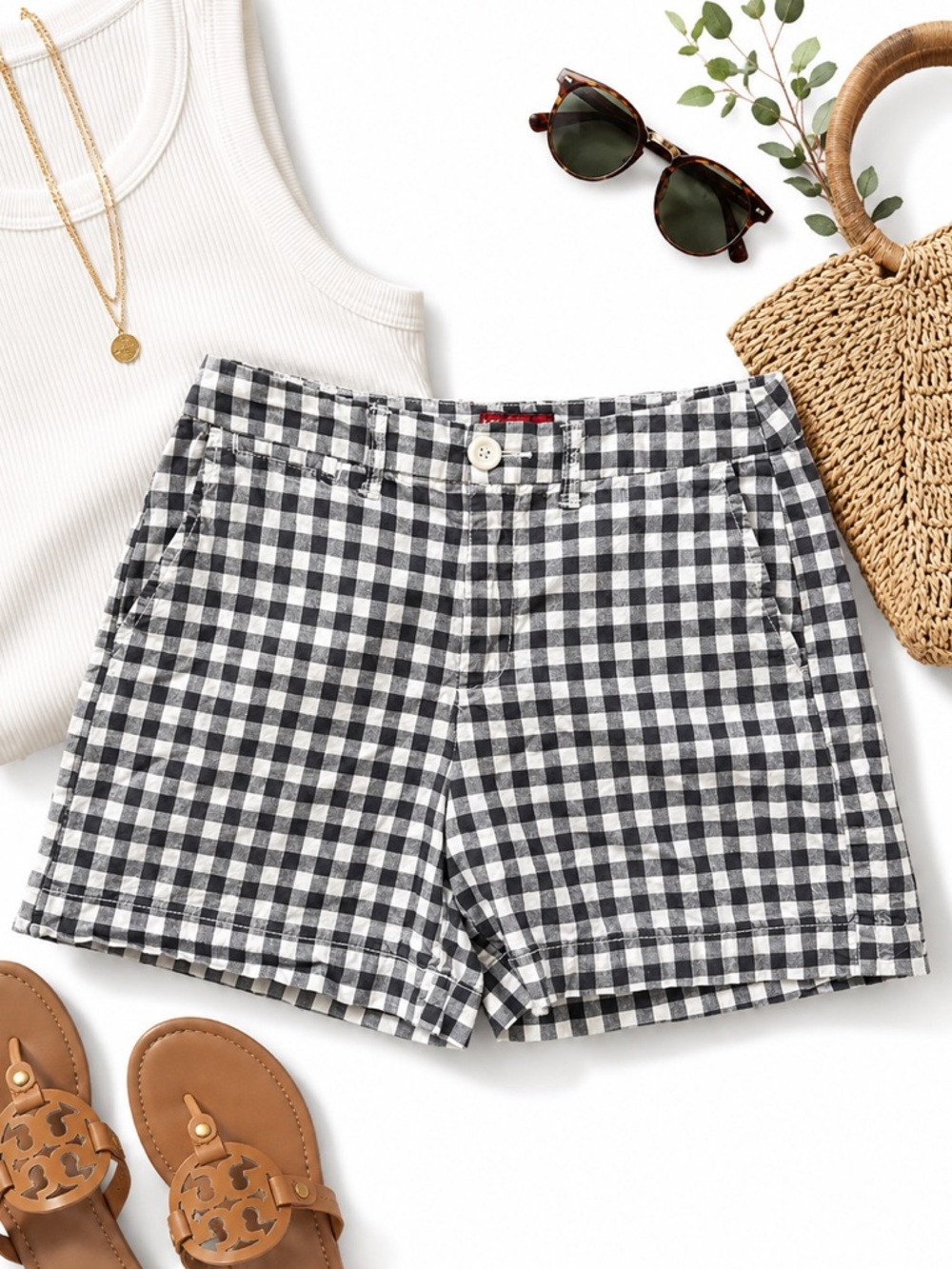 Merona Navy Blue & White Gingham Shorts